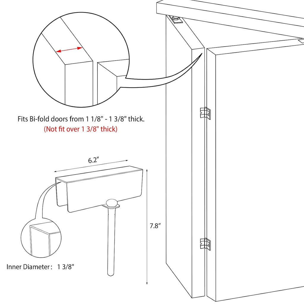 Metal Bifold Door Lock - Double Door Child Safety Locks Keep Toddler, Cats&Dogs Out of Closets, Cabinets, Pantry - No Need Install (1PC)