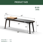 100% Solid Oak Dining Bench, Wood Bench for End of Bed with Rounded Corners, Entryway Benches for Entrance, Hallway, Kitchen, Living Room(Oak Black,12" L x 47.2" W x 16.2" H)