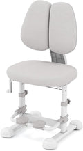Costzon Kids Chair, Study Desk Chair with Ergonomic Double Backrest, Adjustable Seat Height & Depth, and Rotatable Footrest, Armless Kids Office Chair for Girls & Boys Aged 4-12 Years Old (Gray)