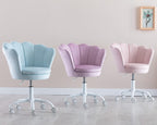 CIMOTA Cute Kids Desk Chair,Velvet Bedroom Chair Adjustable Child Computer Chair Swivel Shell Vanity Chairs for Girls Bedroom/Study Room, Light Pink