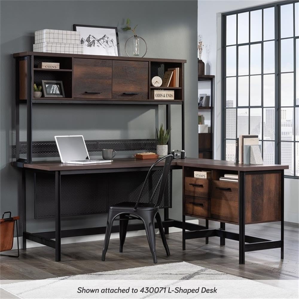 Sauder Briarbrook Engineered Wood and Metal Large Hutch in Barrel Oak
