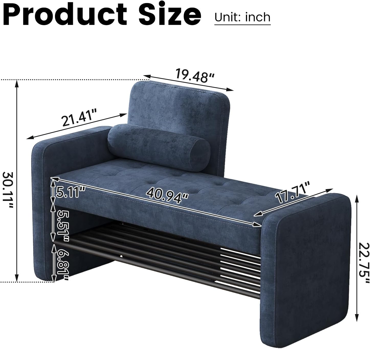 40.94" Entryway Shoe Rack with Cushion Padded Seat, 2-Tier Shoe Bench with Backrest & Armrest, Stable Shoes Organizer for Living Room, Bedroom, Entry, Hallway