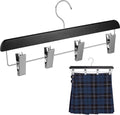 DoubleFill 1 Pcs Kilt Hanger 15.8 Inches Wooden Duty Skirt Hangers with 4 Clips for Closet (Black)