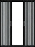 Aluminum Sliding Partition for Balcony Bedroom Kitchen Pantry Hallway Patio Use, Space-Saving Double Retractable Entrance Door with Lock, Customizable(Black,150x190cm(59"x75"))