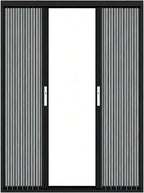 Aluminum Sliding Partition for Balcony Bedroom Kitchen Pantry Hallway Patio Use, Space-Saving Double Retractable Entrance Door with Lock, Customizable(Black,150x190cm(59"x75"))