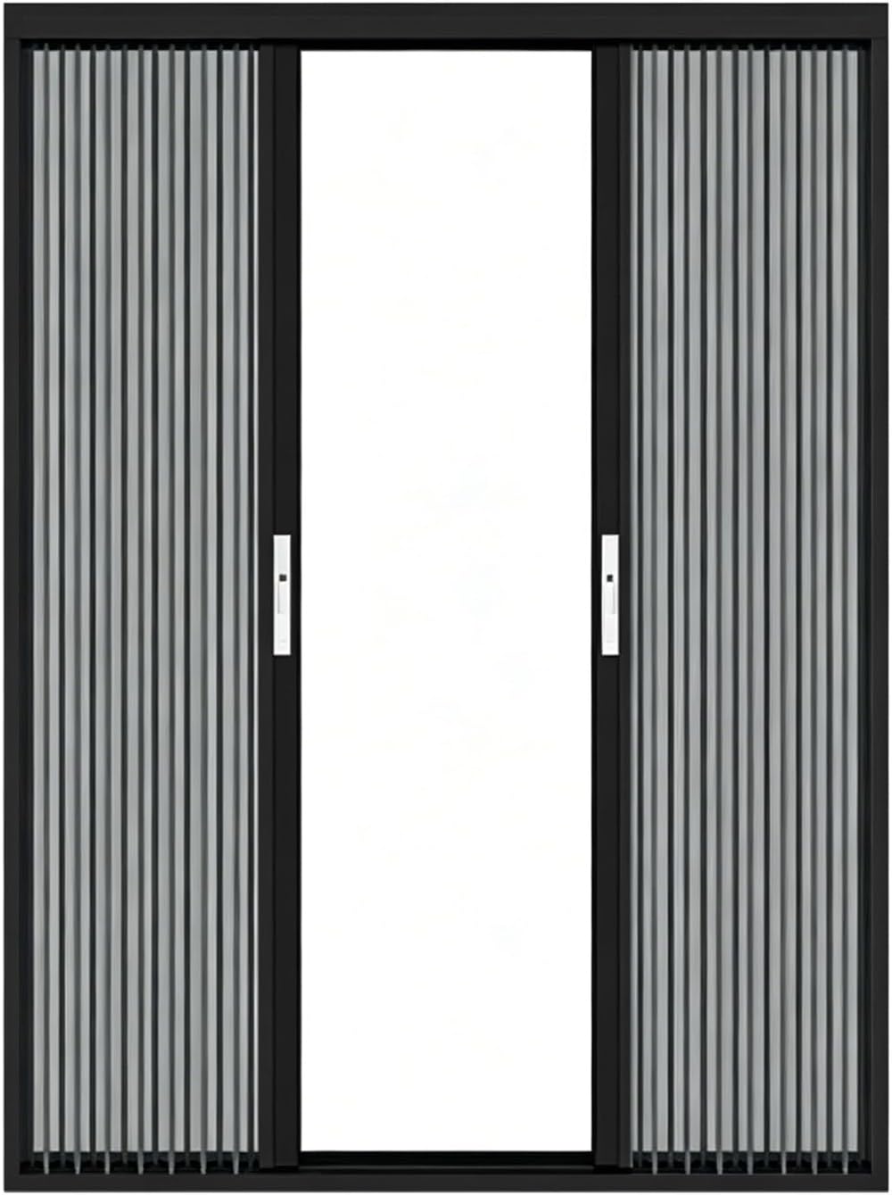 Aluminum Sliding Partition for Balcony Bedroom Kitchen Pantry Hallway Patio Use, Space-Saving Double Retractable Entrance Door with Lock, Customizable(Black,150x190cm(59"x75"))