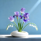 Flower Frog Vase Kit, Ikebana Flower Arrangement, Ceramic Water Drop Flower Pot & Flower Frog Flower Arrangement Vase Kit (White Small Size)