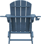 SERWALL Folding Adirondack Chair, HDPE Adirondack Chairs Set of 2, Plastic Outdoor Chairs- Looks Exactly Like Real Wood- Navy