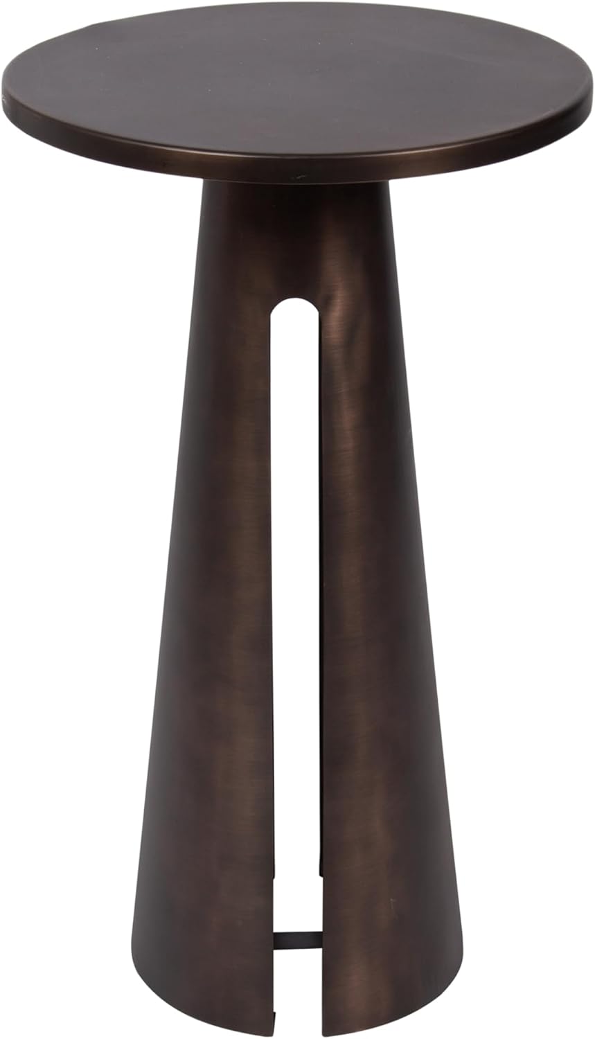 Kate and Laurel Picard Modern Metal Round Side Table, 14 x 14 x 24, Bronze, Sculptural Circle End Table for Use as Unique Bedroom Nightstand or Pedestal Martini Table