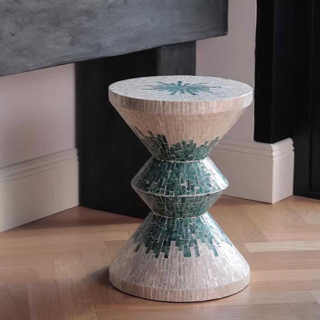 Tiny Side Table Home Living Room Decoration Sofa with Some Creative Turquoise Green Shell Blocks