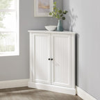 HomeStock Corner Pantry Cabinet - White Kitchen Storage, Stackable, 36" Height