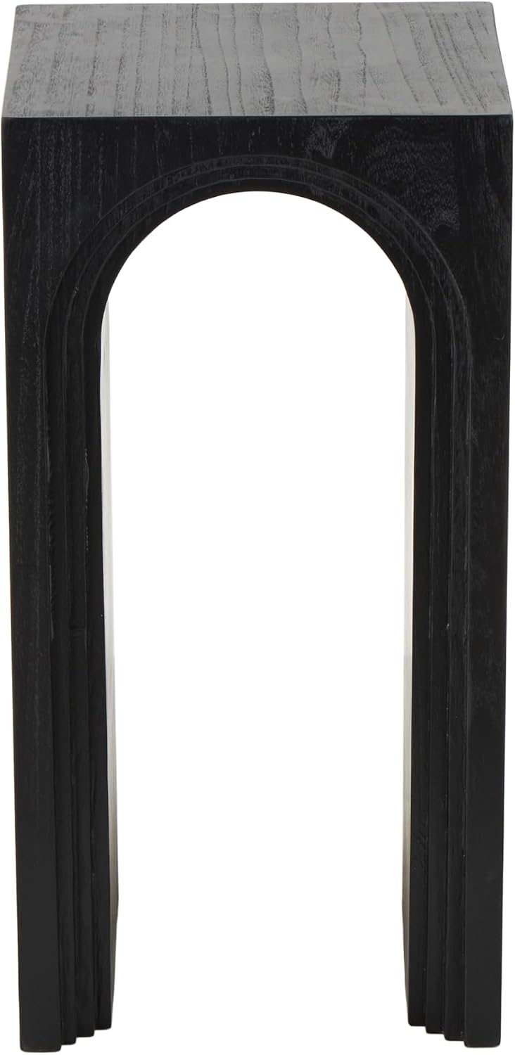 Deco 79 Wood Side End Accent Table Cutout Arch End Table, Side Table 12" x 12" x 24", Black