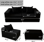 Oversized Cloud Couch Ottoman, Frameless Wide-Wale Corduroy Footrest for Living Room, High-Density All-Foam Large Rectangle Boneless Ottoman Coffee Table for Sectional Sofa (Black, Ottoman)