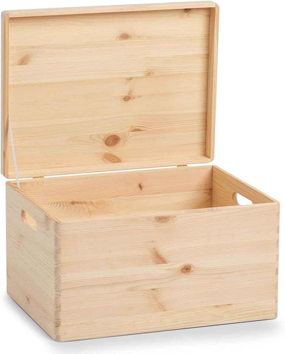 Zeller 13152 Boite multi-usage en bois de conifère avec couvercle, 40 x 30 x 24 cm