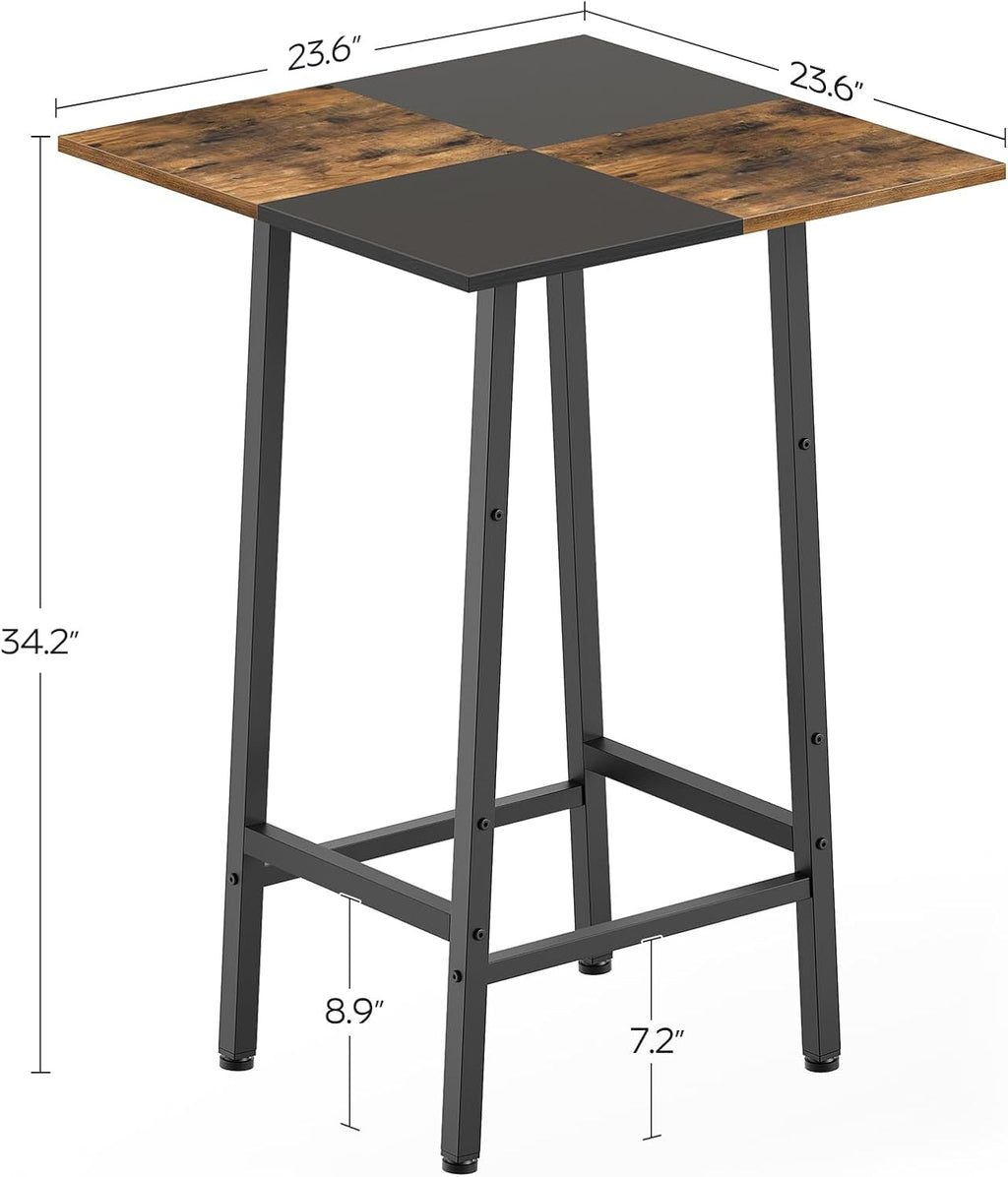 YATINEY Bar Table, Kitchen Dining Table, Bar Counter Height Table, Pub Color Matching Breakfast Table, for Dining Room, Tavern, Coffee Corner, Party, Rustic Brown and Black BT02BR