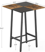 YATINEY Bar Table, Kitchen Dining Table, Bar Counter Height Table, Pub Color Matching Breakfast Table, for Dining Room, Tavern, Coffee Corner, Party, Rustic Brown and Black BT02BR