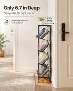 Space-Saving Angled Shoe Rack, 5/6-Tier Slim Entryway Organizer (5-Layer)