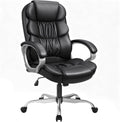 GUNJI Office Chair PU Leather High Back Executive Chair Ergonomic Computer Chair, Modern Adjustable Home Desk Chair Swivel Managerial Chair with Padded Armrests and Lumbar Support (Black)