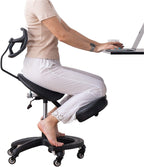 Kneeling Chair, Ergonomic Kneeling Chair, Ergonomic Kneeling Chair with Back Support, Lumbar Support Kneeling Chair with Adjustable Height and Footrest,Office Home Padded Stool