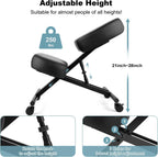 Ergonomic Kneeling Chair, Height Adjustable Office Chair with an Angled Seat and Casters for Home, Meditation Chair