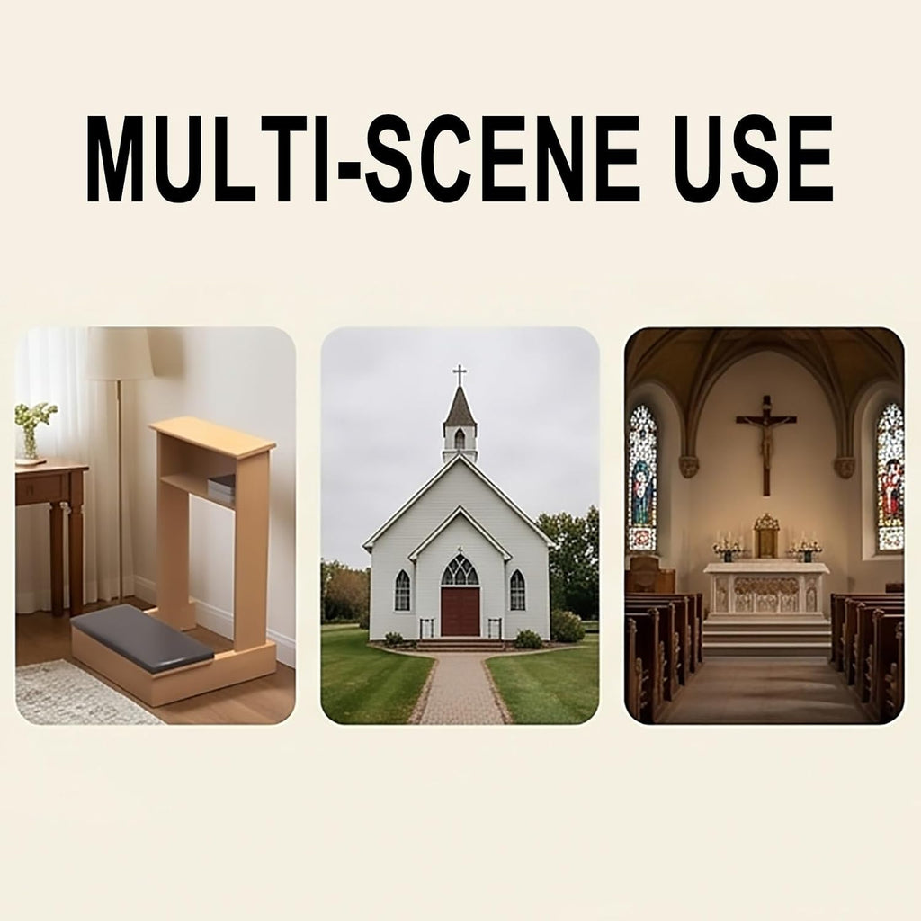 Wooden Prayer Kneeler Prayer Bench with Padded Cushion and Shelf, 20x16.5x33 in Meditation Bench for Church and Home Worship, Kneeling Stool with Storage(Brown)