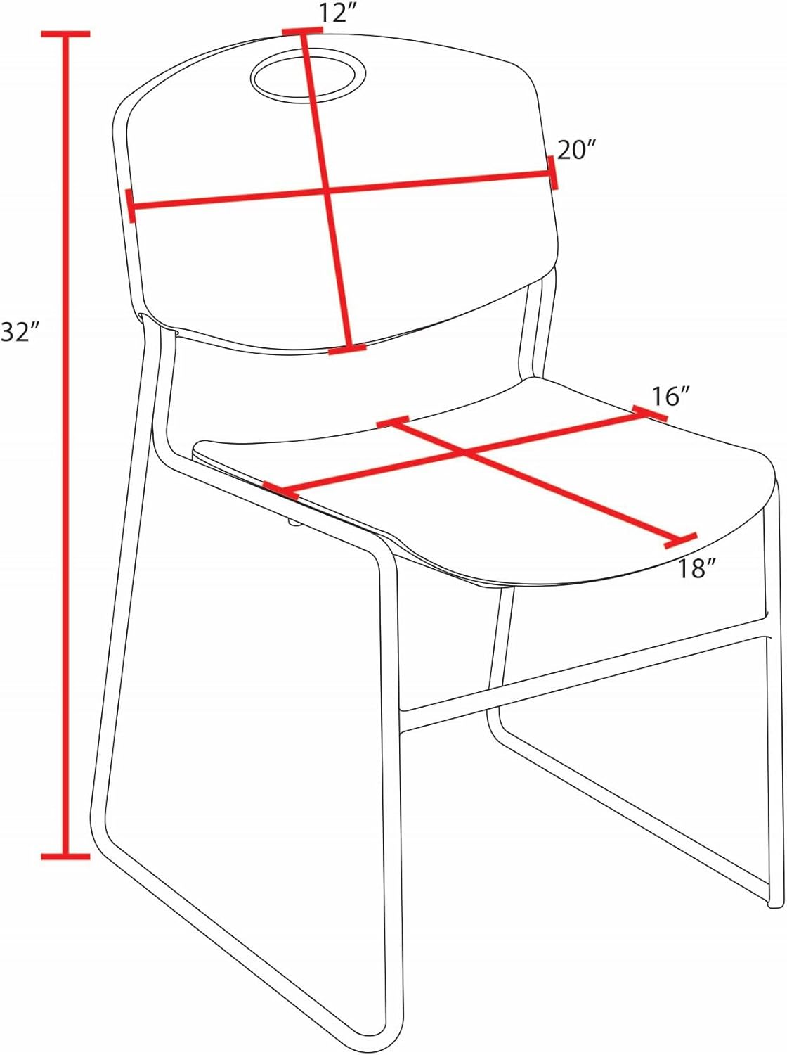 Romig Zeng 400lb Capacity Armless Stackable Chair – Ultra-Compact, Heavy-Duty Metal Frame with Durable Plastic Seat, Space-Saving & Versatile for Offices, Classrooms & Events (Black, 8 Pack)