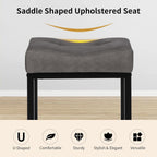 Saddle Seat Vanity Stool, Makeup Stool Chair with Metal Leg, U-Shaped Leather Ottoman Foot Rest Stool, Small Square Chairs Under Desk for Vanity, Living Room, Bedroom, Modern Makeup Bench Grey&Black