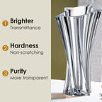 Crystal Glass Vase – Heavy Crystal Vase for Flowers with Weighted Bottom, Thick Durable Decorative Vases for Modern Home Decor, 9.8″ 3.5lb Clear Centerpiece (Transparent)