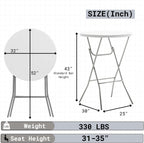 BTExpert 32” Round Bar Height Folding Table Set of 5 – 43” High Top Commercial Plastic Table, White Granite, Portable Heavy-Duty Cocktail Table for Wedding, Party, Event, Indoor Outdoor Use