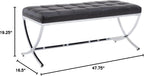 HEAH-YO Modern Dining Bench for Table, Button Tufted Ottoman Bench with Metal Legs, Upholstered PU Faux Leather Footstool for Living Room Entryway, Black