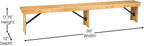 Taylor & Logan Ingles 8' x 12'' Antique Rustic Light Natural Solid Pine Folding Farm Bench with 3 Legs