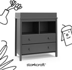 Storkcraft Alpine 2 Drawer Changing Table Chest, Gray | GREENGUARD Gold Certified, Dresser for Nursery, Changing Table with Drawers, Removable Changing Table Topper