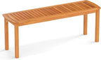 Tangkula Acacia Wood Outdoor Bench, 47" Patio Dining Bench with Slatted Seat, Backless Wooden Garden Bench, Farmhouse Furniture for Garden, Entryway, Poolside, Porch, Balcony, Park & Deck