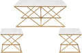 unipaws Modern Nesting Coffee Table Set of 3, Faux Marble Top with Golden Frame, Coffee Table with 2 Square End Side Tables, Perfect for Living Room, Apartment, Office