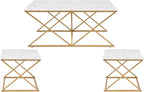 unipaws Modern Nesting Coffee Table Set of 3, Faux Marble Top with Golden Frame, Coffee Table with 2 Square End Side Tables, Perfect for Living Room, Apartment, Office