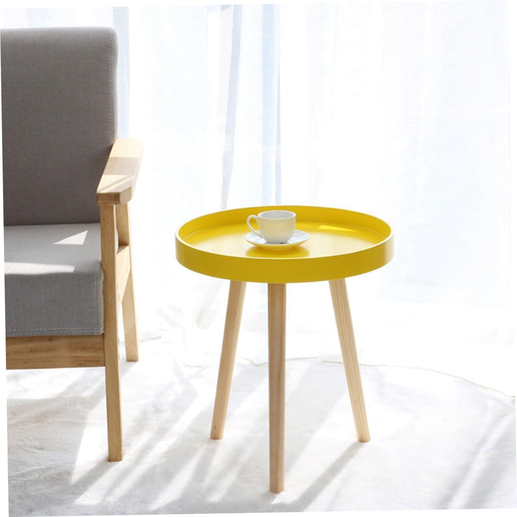SUPVOX Modern Small Round Nordic Sofa Side Table, Yellow Mini Creative Indoor Coffee End Table for Living Room and Balcony