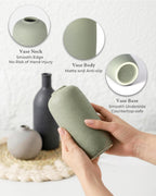 Ceramic Modern Vase Set of 3, Neutral Small Decorative Pottery Vases | Rustic Farmhouse Decor for Pampas Grass, Dried or Fresh Flowers, Perfect Vase Decor for Shelves&Small Spaces, Morandi Color
