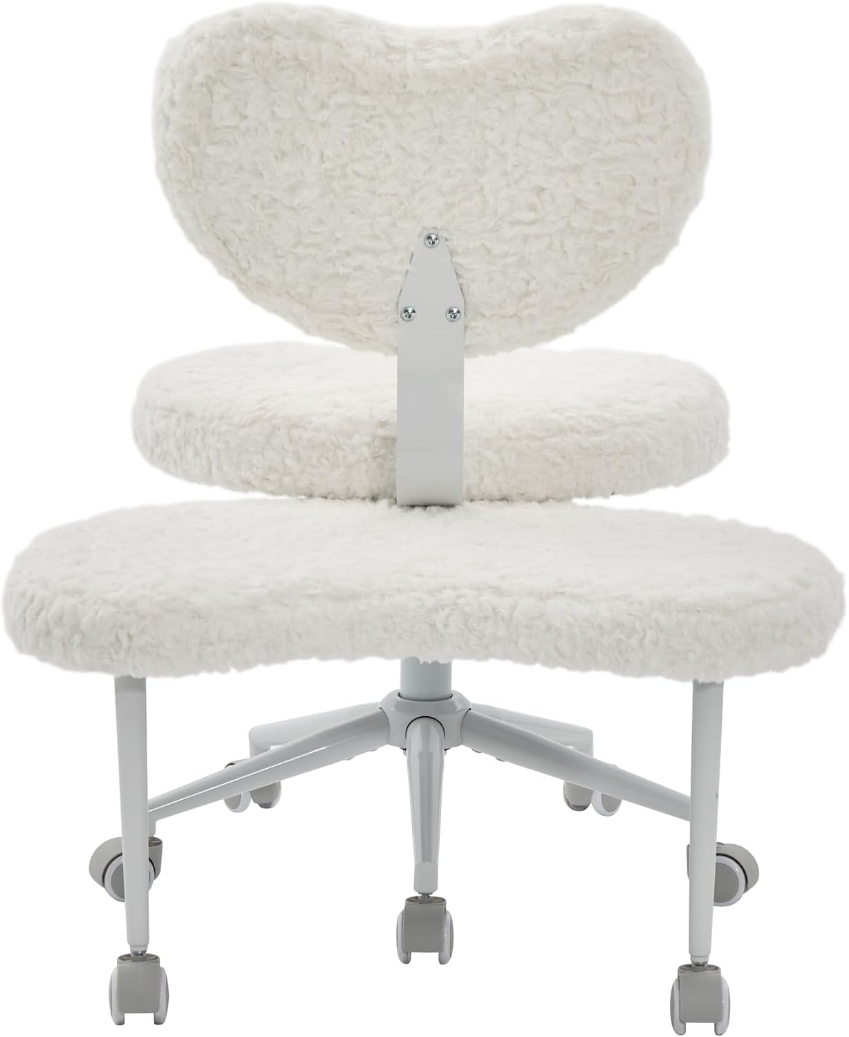 Artificial Rabbit Hair Meditation Chair Plus, Cross Legged Chair with Wheels, ADHD Chair, Criss Cross Desk Chair with Lumbar Support and Adjustable Stool, Flexible Design for Fidgety Sitters, Beige