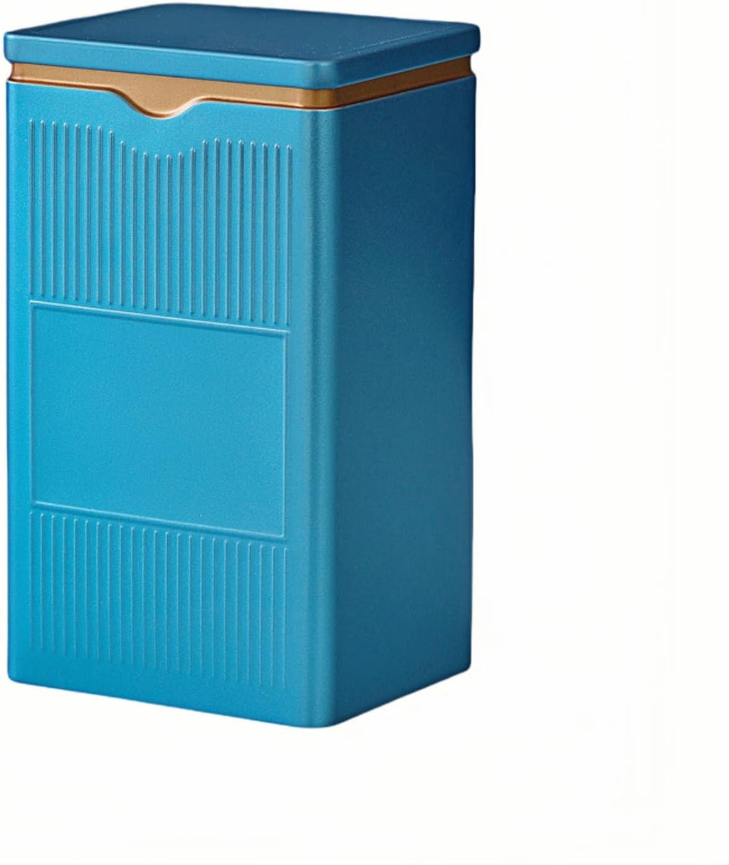 HAN SHENG Square Airtight Tea Tin Storage Canister, Blue | 5.9"x3.4"x2.8", Keeps Loose Leaf Fresh, for Tea, Coffee, Spices, Dry Food Storage, Ideal for Kitchen, Office Countertop