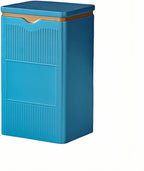 HAN SHENG Square Airtight Tea Tin Storage Canister, Blue | 5.9"x3.4"x2.8", Keeps Loose Leaf Fresh, for Tea, Coffee, Spices, Dry Food Storage, Ideal for Kitchen, Office Countertop