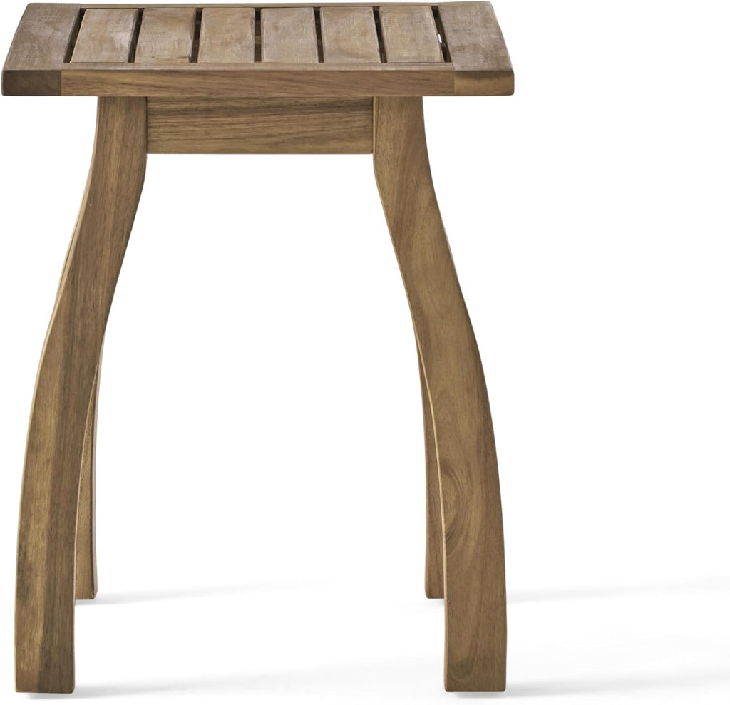Outdoor Patio Side Table, Wood Accent End Table in Natural Stained, Weather-Resistant Rectangular for Living Room Indoor Garden Lawn Porch, Easy to Assemble, Natural