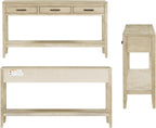 Modern Wood Console Table 59'' Extra Long Entryway Sofa Table with Drawers & Open Storage Shelf for Living Room Entrance Hallway (Gray)