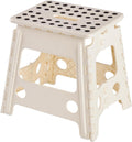 VECELO Step Stool Folding Chair (2024 New, Safety Lock Design) Step Ladder, Width 13.4 x Depth 10.6 x Height 12.6 inches (34 x 27 x 32 cm), Beige, Folding Stool, Compact, Outdoor/Indoor Use,
