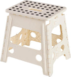 VECELO Step Stool Folding Chair (2024 New, Safety Lock Design) Step Ladder, Width 13.4 x Depth 10.6 x Height 12.6 inches (34 x 27 x 32 cm), Beige, Folding Stool, Compact, Outdoor/Indoor Use,