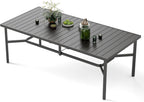 MIXPATIO Outdoor Patio Dining Table for 8, 83" x 39" Rectangular Metal Patio Dining Table with 1.7" Umbrella Hole, All Weather Wrought Iron Black Outdoor Table for Garden, Backyard and Porch