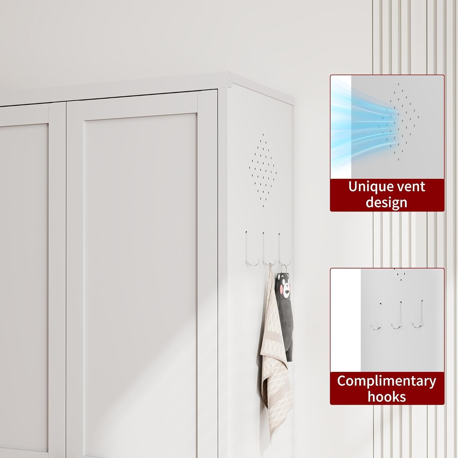 AQY Kitchen Pantry Cabinet,61" White Pantry Storage Cabinet with 4 Tier Adjustable Shelves and 2 Doors,Freestanding Cupboard,Metal Pantry Cabinets with Handle for Living Room Kitchen Assembly Required