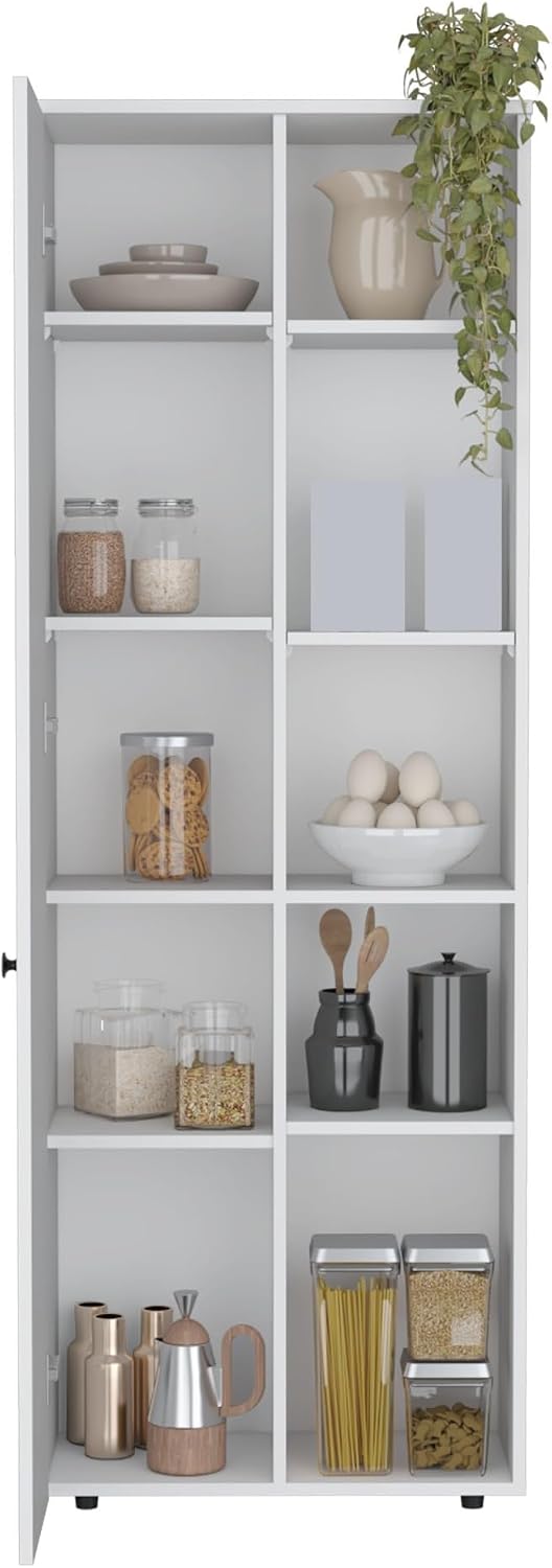 Pantry Storage Cabinet with Five Interior and Exterior Shelves, Kitchen Sideboard Cupboard Furniture,for Kitchen Home