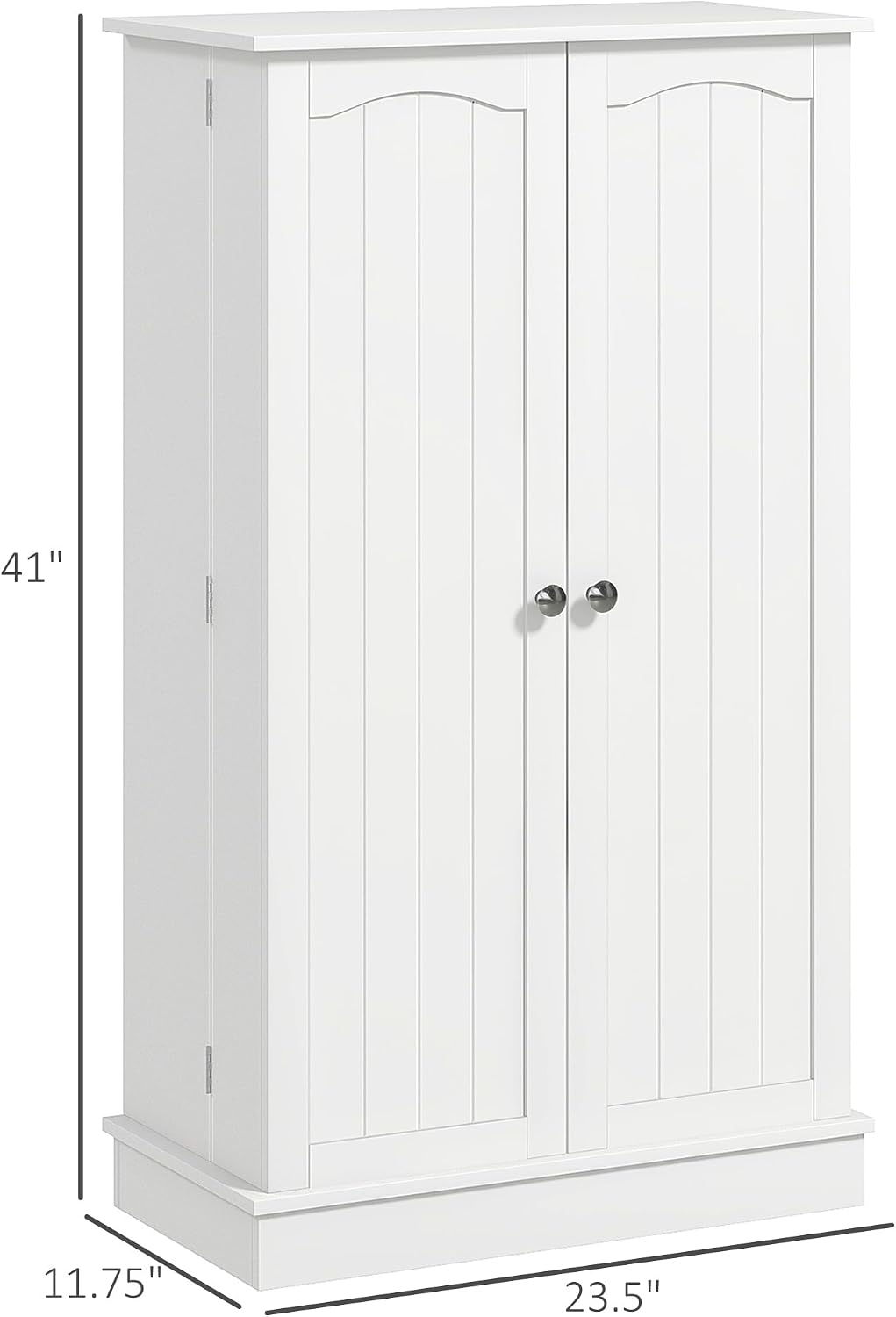 23.5" D*11.75" W*41" H Freestanding Storage Cabinet with 2 Drawers, 4 Shelves, Double Door with 10 Shelves, Modern Minimalist, Rectangular Kitchen Pantry, for Living Room, Dining Room, White
