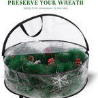 2-Pack Christmas Wreath Storage Container 24'', Clear Wreath Storage Bags with Dual Zippers for Xmas Seasonal Thanksgiving Holiday Artificial Wreath Storage