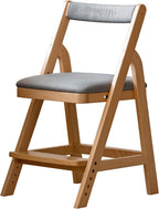 YESWOOD Solid Wood Kids Study Chair, Height Adjustable Chidren Student Chair with Removable Seat Cushion and Backrest, Wooden Chair for Home Office, Living Room, Bedroom, Study (Fabric Grey)